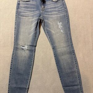 a.n.a Faded Blue Distressed Skinny Jeans
